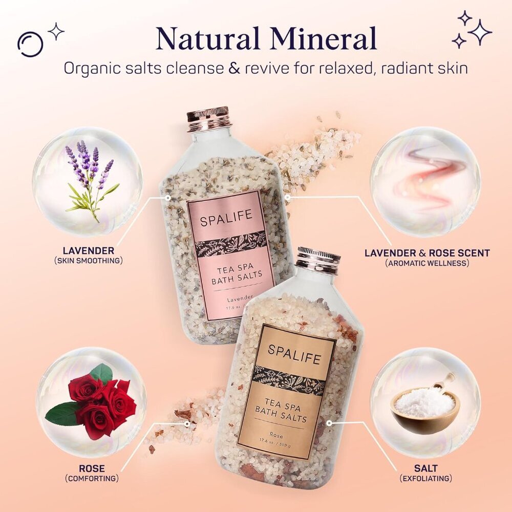 Tea Spa Petal-Infused Effervescent Mineral Bath Salts - Lavender & Rose, 2-Pack - Picture 3 of 7